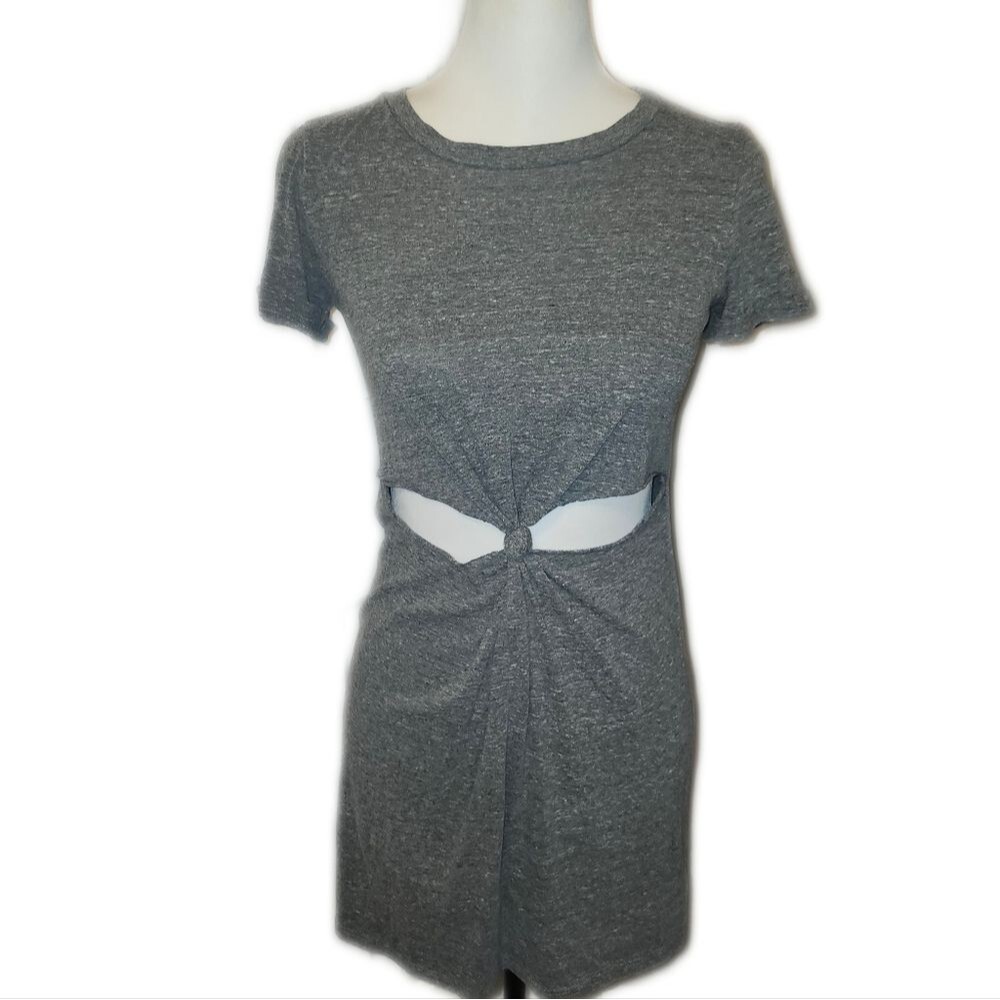 Honey Punch Gray Knotted Cutout Mini Dress, X-Small